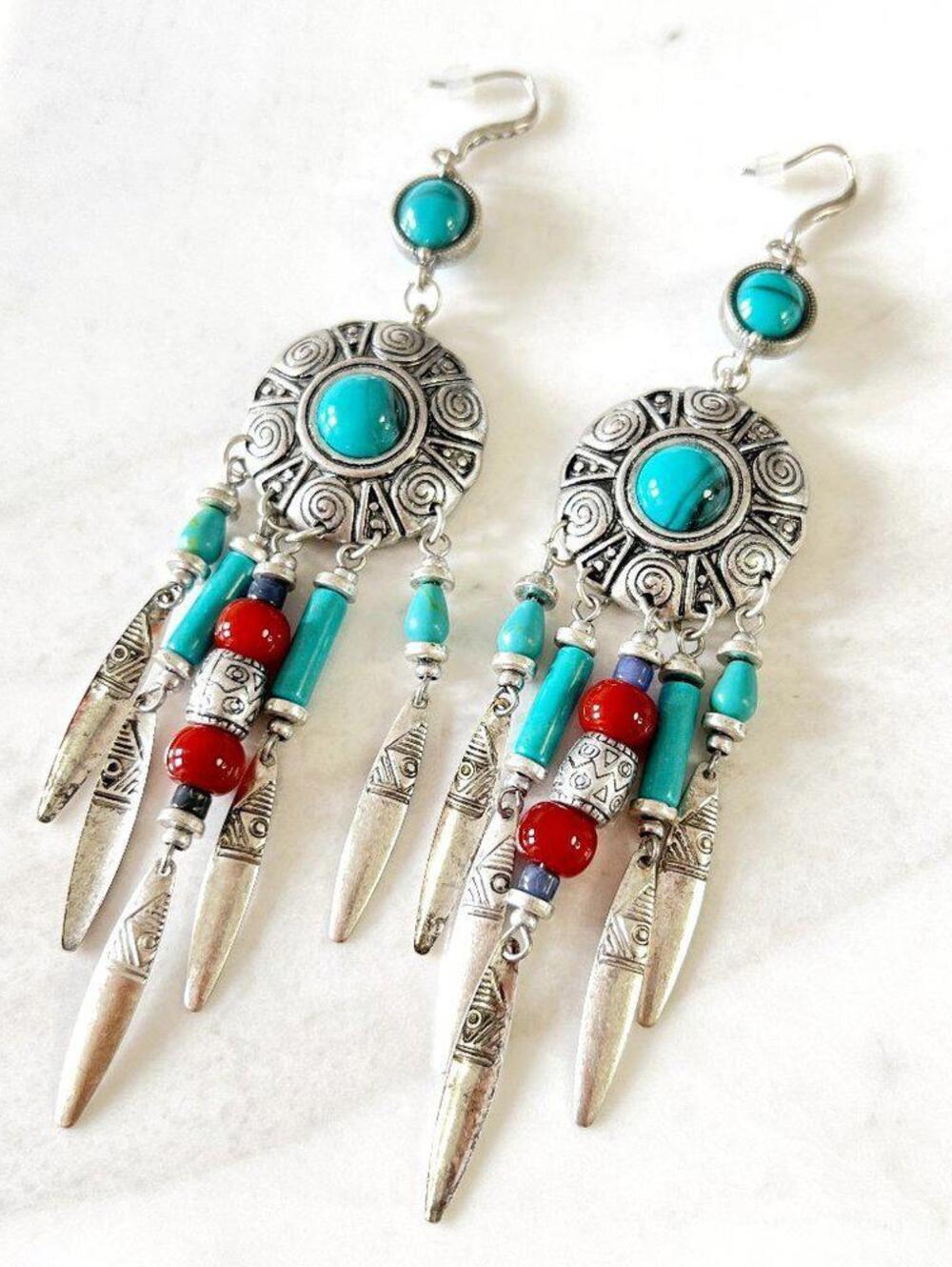 Lucky Brand Turquoise Dangle Drop Earrings Western